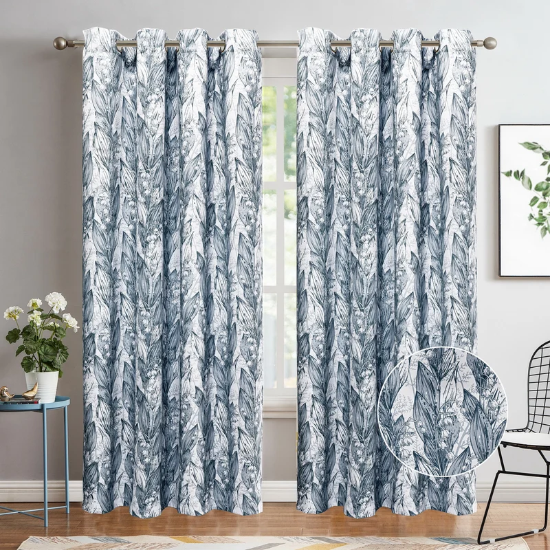 Printed Room Darkening Curtain with Grommets, 52-in x 84-in.