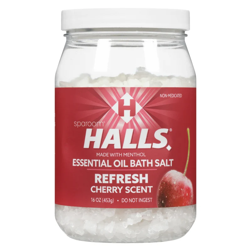 Halls Refresh Essential Oil Bath Salt Cherry Scent, 453-g