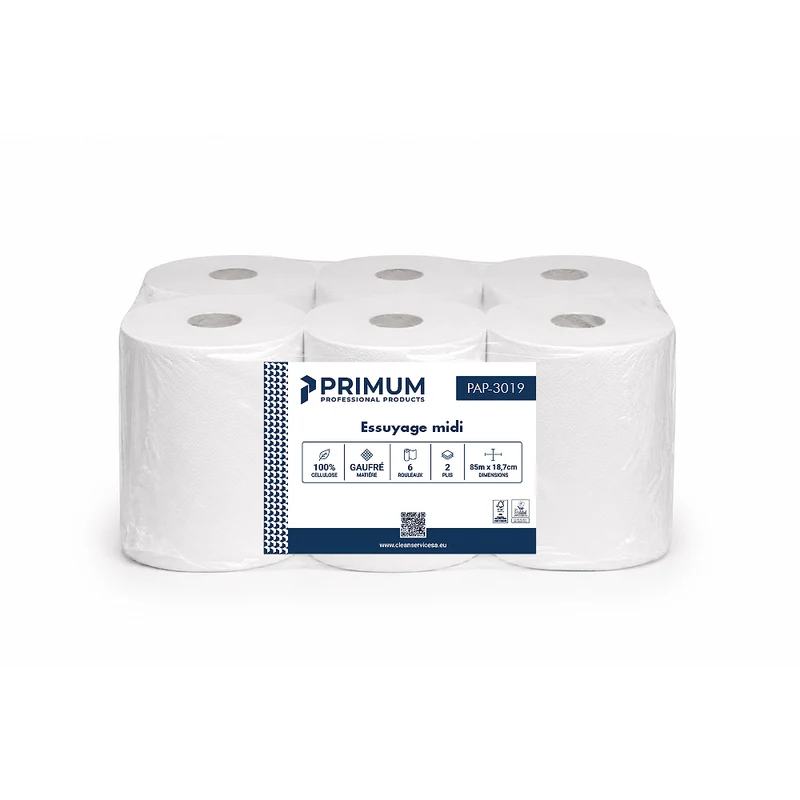 Essuyage midi 2 plis blanc (6rlx) – PRIMUM