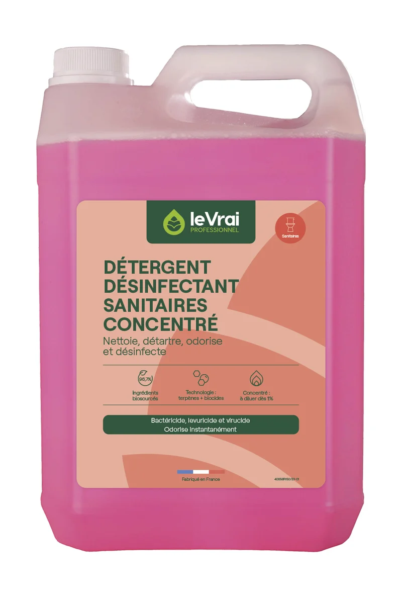DETARTRANT DESINFECTANT CONCENTRE SANITAIRES BRUYERE LE VRAI PROFESSIONNEL 5L