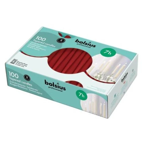 BOLSIUS - Bougie flambeau bordeaux 24cm - 100 pièces