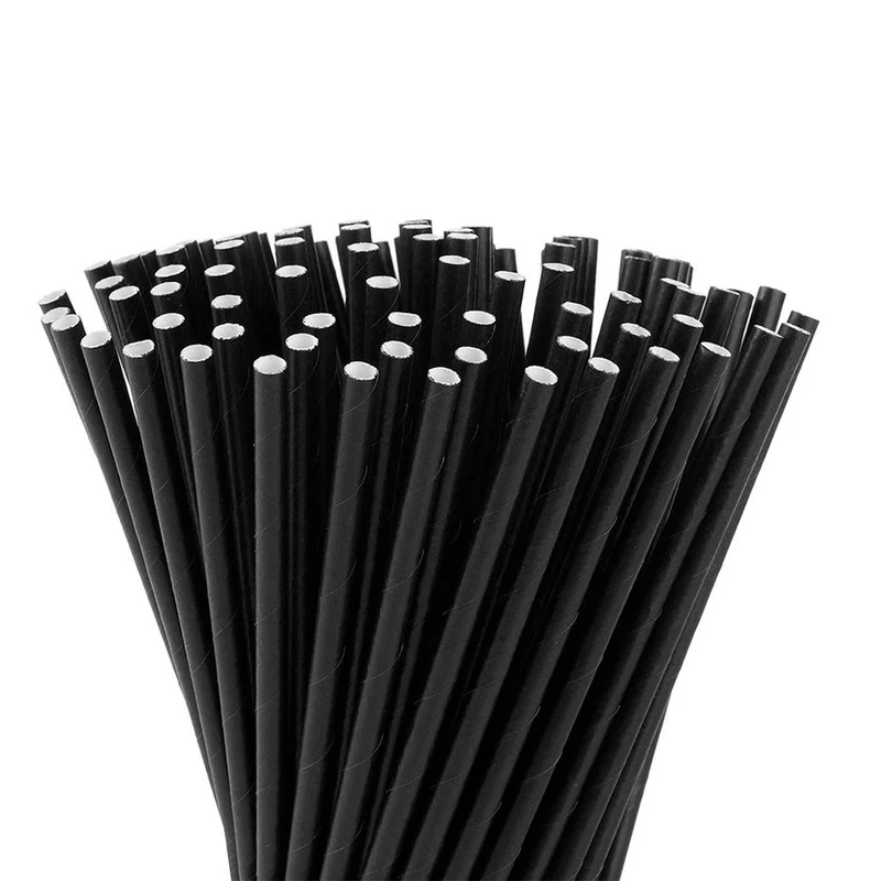 Pailles pour cocktail en kraft noir 14cm - 250 pcs
