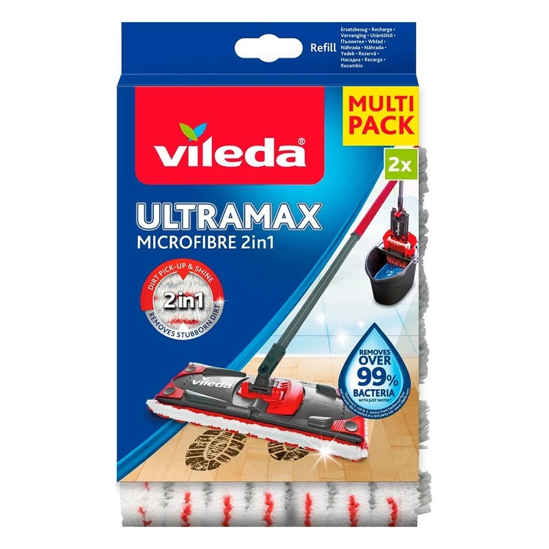 VILEDA - Recharge mop microfibre Balai 2 en 1 Ultramax