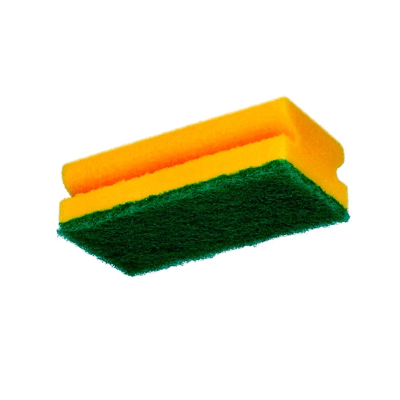 Eponge synth. poignée jaune abrasif vert - 10pc