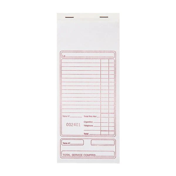 Carnet de commande 2 feuilles 10x21cm blanc (10pc)