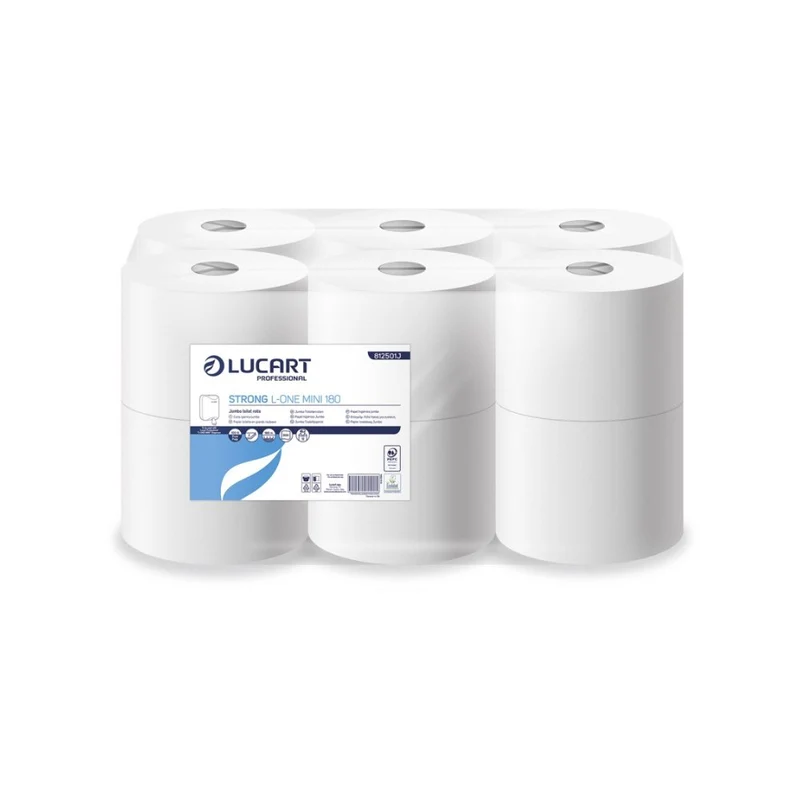 LUCART - Papier toilette blanc 2 plis 180m Jumbo Strong L-One Mini (12Rlx)
