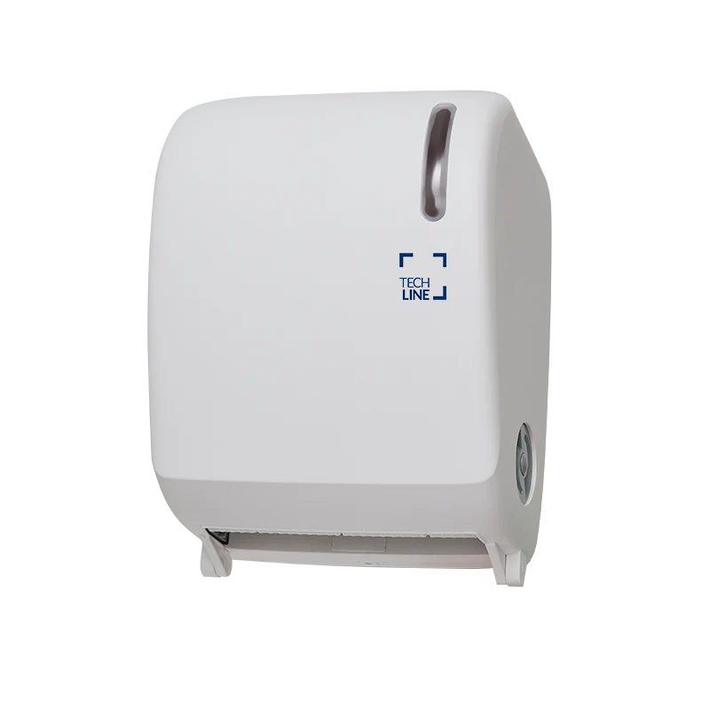 DISTRIBUTEUR D’ESSUIE-MAINS ROULEAUX À DÉCOUPE AUTOMATIQUE TECHLINE BLANC