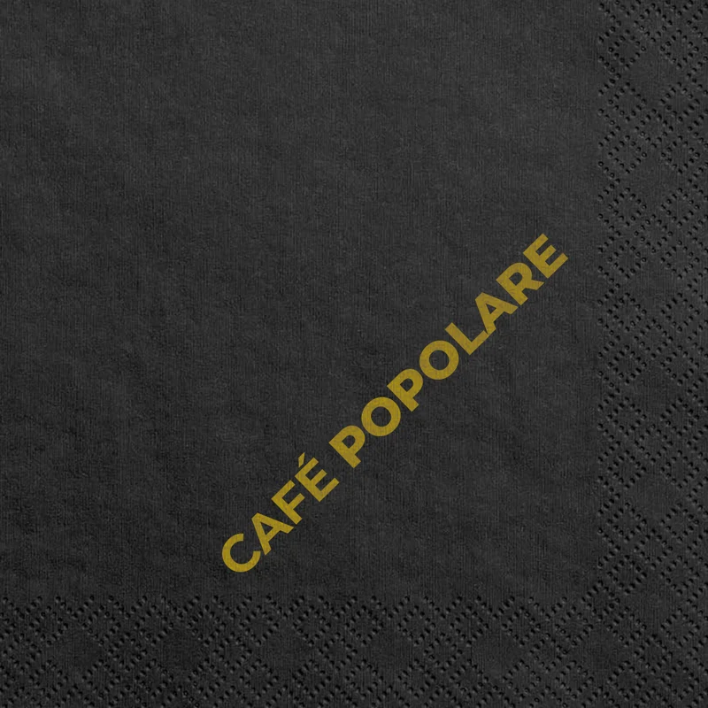 Serviettes de table "café popolare" 24x24cm 2 plis noir (3.600pc)