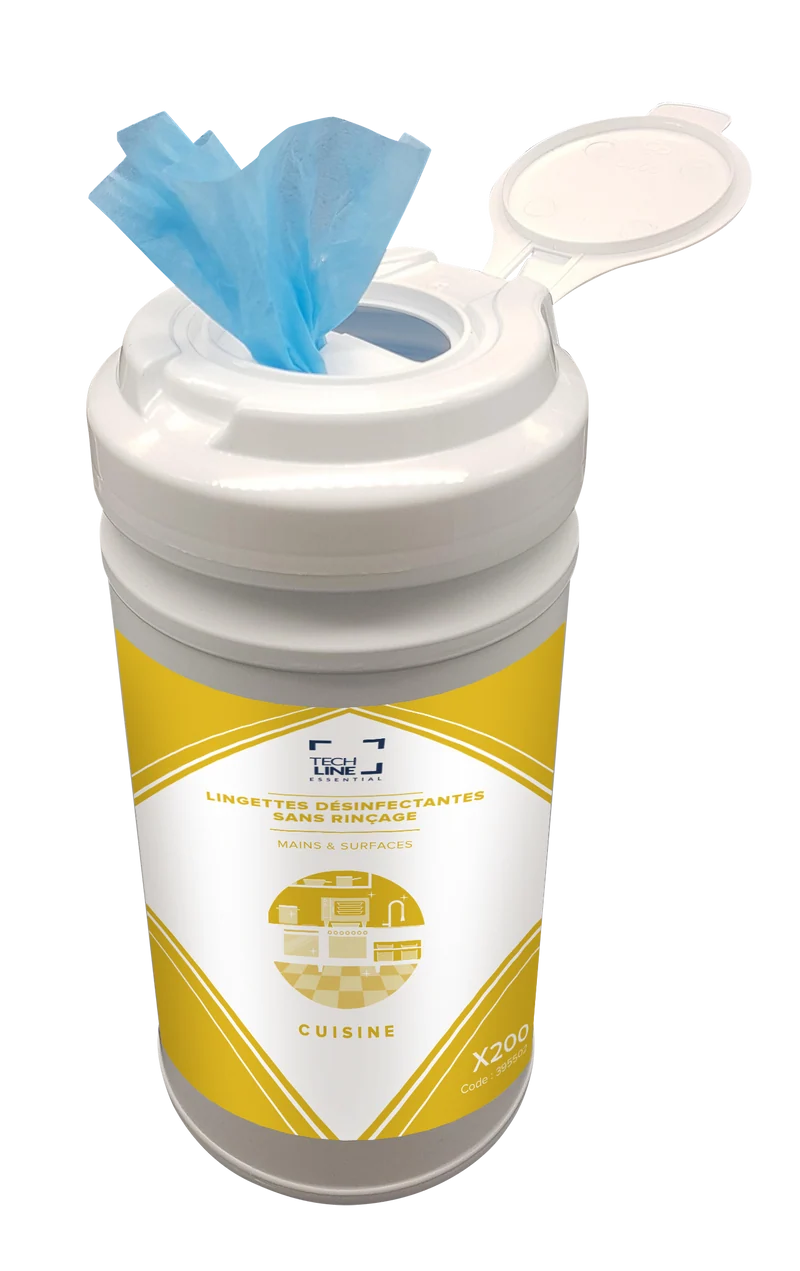 LINGETTES DESINFECTANTES SURFACES ALIMENTAIRES TECHLINE X200