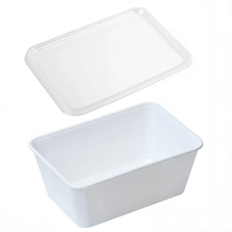 Barquettes en plastique blancs HQ micro-ondables avec couvercles (100pc)