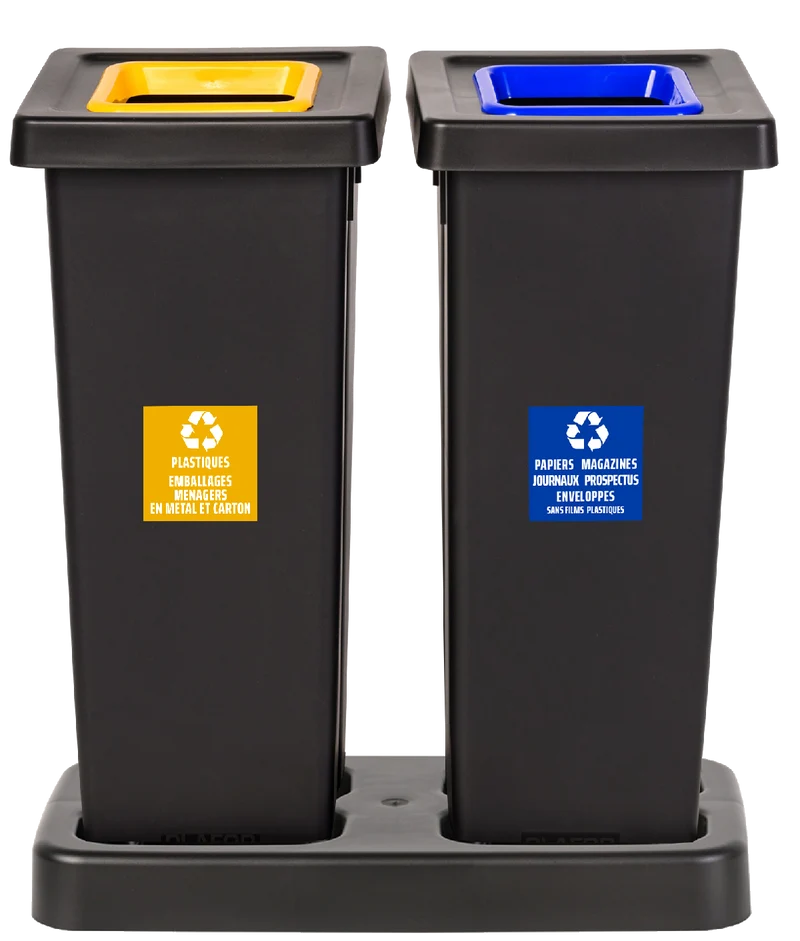 STATION DE TRI FIT 2X50L GRIS ANTHRACITE / JAUNE / BLEU