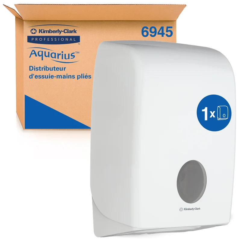 DISTRIBUTEUR D’ESSUIE-MAINS PLIÉS AQUARIUS BLANC