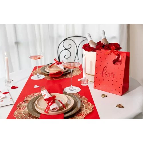 Rouleaux chemin de table rouge cerise pré découper - 4 rouleaux