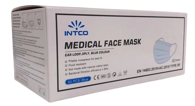MASQUE MEDICALTYPE IIR 3 PLIS BLEU X50