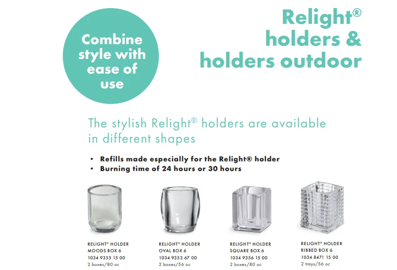 BOLSIUS - Support bougie Relight 4Pc + 4 recharges