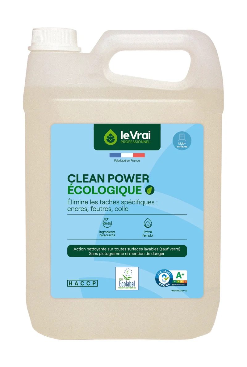 DETACHANT MULTI SURFACES CLEAN POWER ECOLABEL LE VRAI PROFESSIONNEL 5L