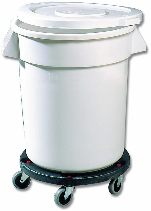 BRUTE® CONTENEUR ROND BLANC COUVERCLE CHARIOT 49.5X58CM 75.7 L