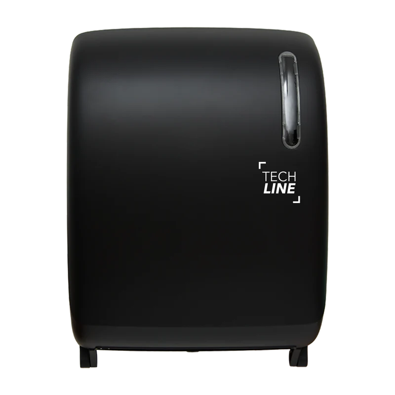 DISTRIBUTEUR D’ESSUIE-MAINS ROULEAUX À DÉCOUPE AUTOMATIQUE TECHLINE NOIR