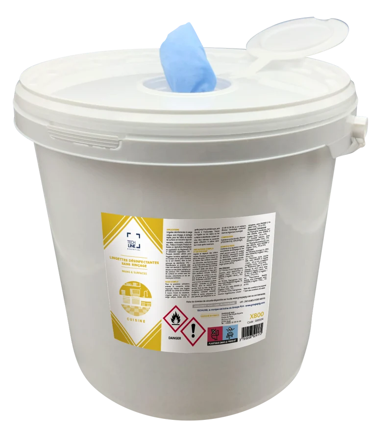 LINGETTES DESINFECTANTES SURFACES ALIMENTAIRES TECHLINE SEAU X800