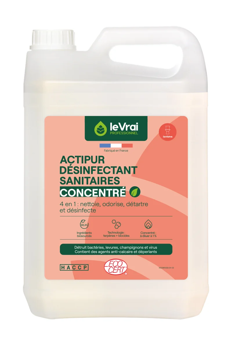 DETARTRANT DESINFECTANT SANITAIRES ACTIPUR CONCENTRE LE VRAI PROFESSIONNEL ECOCERT 5L