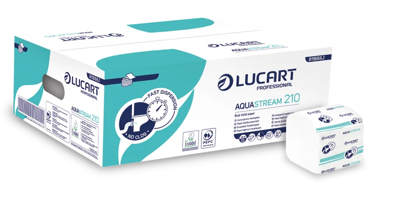 PAPIER TOILETTE PLIÉ AQUASTREAM BLANC 210 FORMATS 2 PLIS ECOLABEL X40