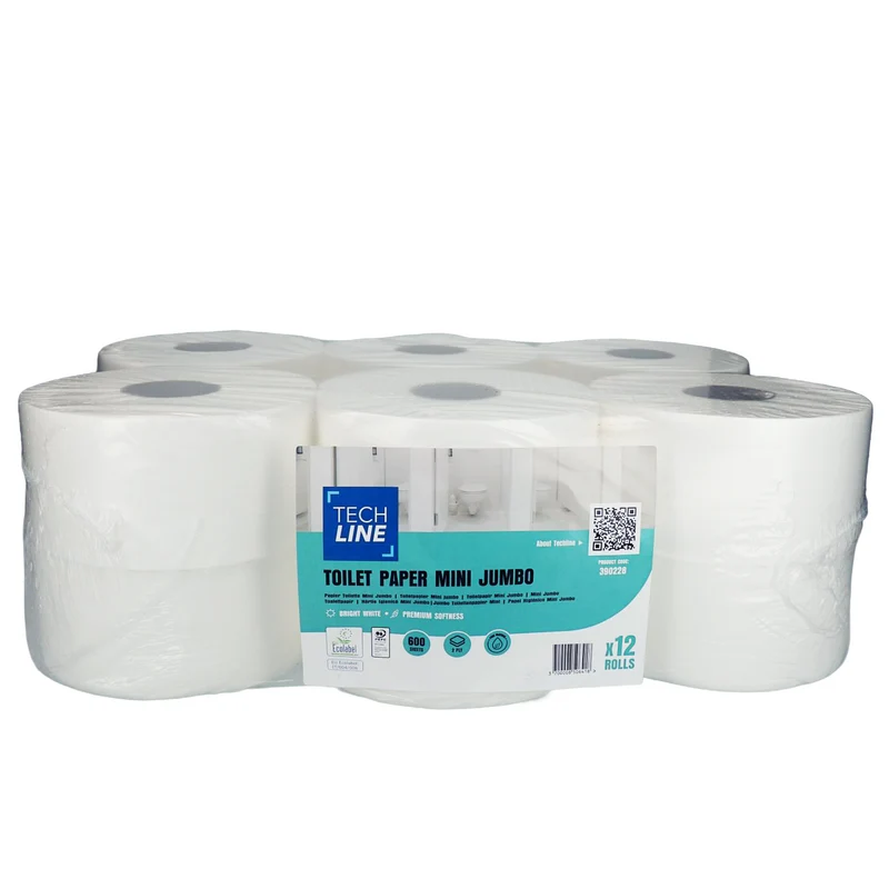 PAPIER TOILETTE JUMBO TECHLINE BLANC 180M 2 PLIS ECOLABEL X12